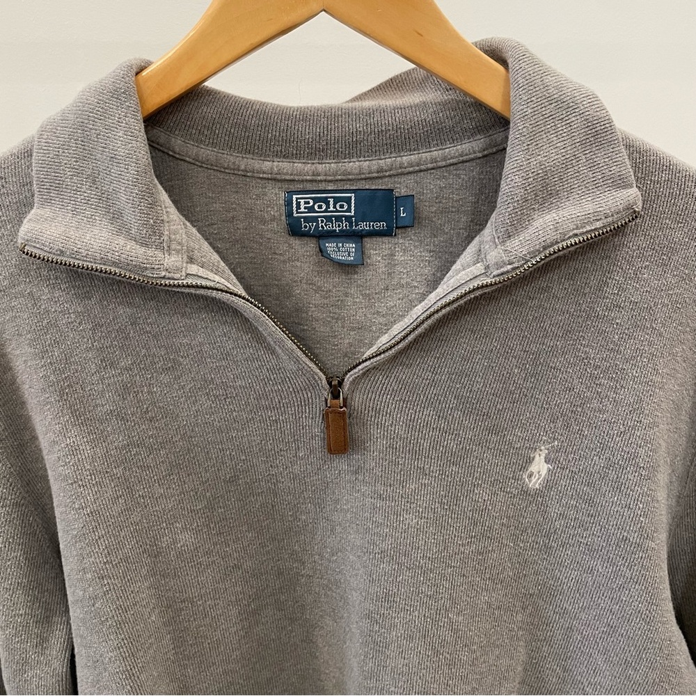 ✨SOLD✨ Vintage Polo Ralph Lauren Ribbed Embroidered Quarter Zip Collared Sweater - Picture 3 of 4